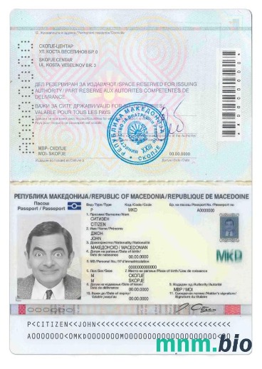 Przykład paszportu Macedonii w formacie PSD, w pełni edytowalny